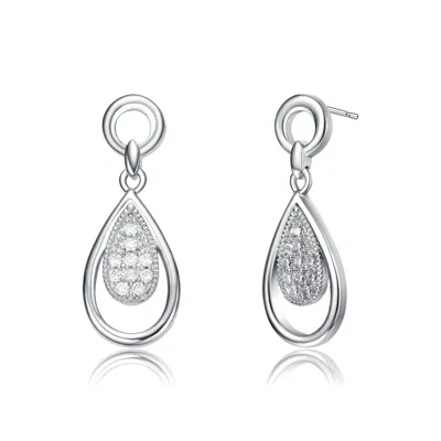 Genevive Jewelry Women's Stunning White Gold Plated With Clear Cubic Zirconia Pear Drop Earrings