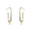 Genevive Jewelry Women's Stylish Sterling Silver Gold Plating & Genuine Freshwater Pearl Hoop Earrings In Gold
