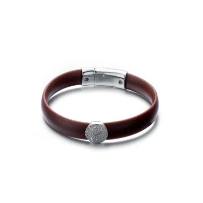 Genevive Jewelry Women's White / Brown Rachel Glauber White Gold Plated Brown Rubber Bracelet In Multi
