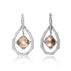 Genevive Jewelry Women's White / Brown / Silver Sterling Silver Clear & Copper Cubic Zirconia Earrings