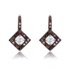 Genevive Jewelry Women's White / Brown / Silver Sterling Silver Cubic Zirconia Dark Drop Earrings