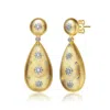 Genevive Jewelry Women's White Gold Plated & Yellow Gold Plated With Clear Cubic Zirconia Drop Earrings In Gold