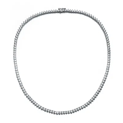 Genevive Jewelry Women's White Gold Plated With Clear Cubic Zirconia Tennis Necklace