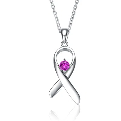 Genevive Jewelry Women's White / Purple Rachel Glauber Teens-young Adults Stunning White Gold Plated Purple Stone In  In Multi