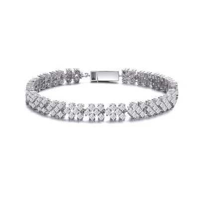Genevive Jewelry Women's White Rachel Glauber One Of A Kind Classy Three Row Cubic Zirconia Tennis Bracelet