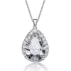 Genevive Jewelry Women's White Rachel Glauber Pear-shaped Pendant Necklace With Clear Cubic Zirconia In White