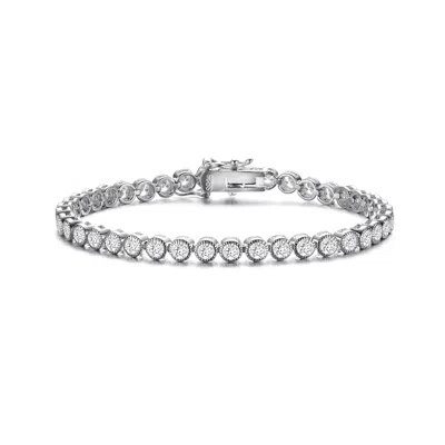Genevive Jewelry Women's White Rachel Glauber Rhodium Plated Cubic Zirconia Bracelet