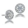 Genevive Jewelry Women's White Rachel Glauber Rhodium Plated With Clear Round Cubic Zirconia Halo Stud Earrings In White