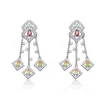 Genevive Jewelry Women's White / Red / Yellow Sterling Silver Cubic Zirconia Modern Chandelier Earrings In Multi