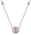 Genevive Jewelry Women's White / Rose Gold Cubic Zirconia Sterling Silver Rose Plated Round Bezel Set Necklace In Multi