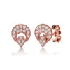 Genevive Jewelry Women's White / Rose Gold Cubic Zirconia Sterling Silver Rose Plated Round Stud Earrings In Multi