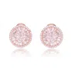 Genevive Jewelry Women's White / Rose Gold Cz Rose Plated Round Baguette Earrings In Multi