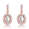 Genevive Jewelry Women's White / Rose Gold Rose Gold Plated With Clear Cubic Zirconia Dangle Earrings In Multi