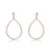 Genevive Jewelry Women's White / Rose Gold Rose-plated Sterling Silver Cubic Zirconia Outlined Pear Shape Earrings In Multi