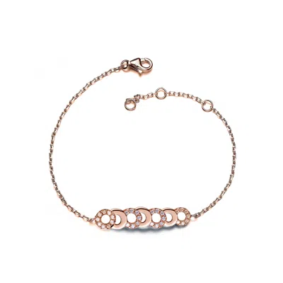 Genevive Jewelry Women's White / Rose Gold Sterling Silver Rose Gold Plated With Clear Cubic Zirconia Bracelet In Multi