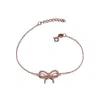 Genevive Jewelry Women's White / Rose Gold Sterling Silver Rose Gold Plated With Clear Cubic Zirconia Bracelet With B In Multi