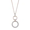 Genevive Jewelry Women's White / Rose Gold Sterling Silver Rose Overlay Cubic Zirconia Double Open Circles Necklace In Multi