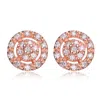 Genevive Jewelry Women's White / Rose Gold Sterling Silver Rose Plated With Clear Cubic Zirconia Round Earrings In Multi