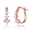Genevive Jewelry Women's White / Rose Gold Sterling Silver White Cubic Zirconia Hoop Earrings In Multi