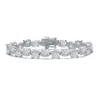 Genevive Jewelry Women's White / Silver Amande Zig Zag Tennis Bracelet In Multi