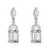 Genevive Jewelry Women's White / Silver Antoinette Rectangular Drop Earrings In Multi