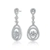 Genevive Jewelry Women's White / Silver Arc Etoile Drop Earrings In Silver