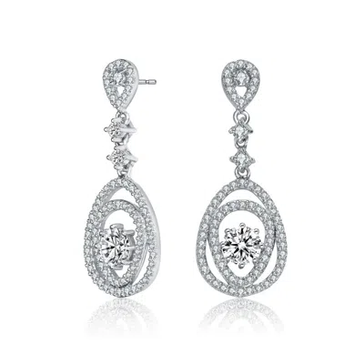 Genevive Jewelry Women's White / Silver Arc Etoile Drop Earrings