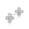 Genevive Jewelry Women's White / Silver Charlotte Clover Stud Earrings In Multi