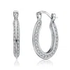 Genevive Jewelry Women's White / Silver Cléo Horseshoe Hoop Earrings In Multi