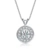 Genevive Jewelry Women's White / Silver Cubic Zirconia Ss White Gold Plated Round Bezel Pendant In Multi
