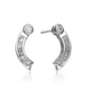 Genevive Jewelry Women's White / Silver Cubic Zirconia Sterling Silver White Gold Plated Baguette Bessel Set Earrings In Multi