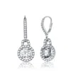 Genevive Jewelry Women's White / Silver Cubic Zirconia Sterling Silver White Gold Plated Round Drop Euro Earrings In Multi