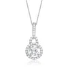 Genevive Jewelry Women's White / Silver Cubic Zirconia Sterling Silver White Gold Plated Round Drop Pendant Necklace In Multi