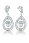 Genevive Jewelry Women's White / Silver Cubic Zirconia Sterling Silver White Gold Plated Teardrop Bead Earrings In Multi