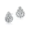 Genevive Jewelry Women's White / Silver Cz Sterling Silver Clear Cubic Zirconia Cluster Tear Style Earrings In Multi