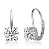 Genevive Jewelry Women's White / Silver Cz Sterling Silver Cubic Zirconia Classic Leverback Earrings In Multi