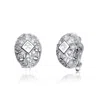 Genevive Jewelry Women's White / Silver Cz Sterling Silver White Gold Plated Oval Shape Antique Earrings In Multi