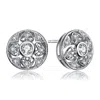 Genevive Jewelry Women's White / Silver Cz Sterling Silver White Gold Plated Round Stud Earrings In Multi
