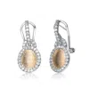 Genevive Jewelry Women's White / Silver / Gold Sterling Silver Oval Gold Color Plating White Cubic Zirconia Earrings In Multi