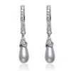 Genevive Jewelry Women's White / Silver / Grey Sterling Silver Cubic Zirconia Dangling Teardrop Earrings In Multi