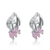 Genevive Jewelry Women's White / Silver / Pink Sterling Silver Pink Cubic Zirconia Earrings In Multi