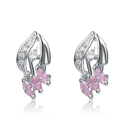 Genevive Jewelry Women's White / Silver / Pink Sterling Silver Pink Cubic Zirconia Earrings In Multi