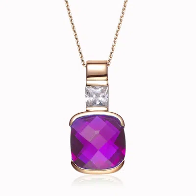 Genevive Jewelry Women's White / Silver / Purple Sterling Silver White Cubic Zirconia Gold Plating Clear Purple Cubic In Multi