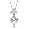Genevive Jewelry Women's White / Silver Sterling Silver Clear Cubic Zirconia Accent Heart Shaped Pendant Necklace In Multi