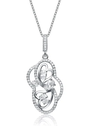 Genevive Jewelry Women's White / Silver Sterling Silver Clear Cubic Zirconia Avant-garde Necklace In Multi