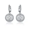 Genevive Jewelry Women's White / Silver Sterling Silver Clear Cubic Zirconia Circle Drop Earrings In Multi