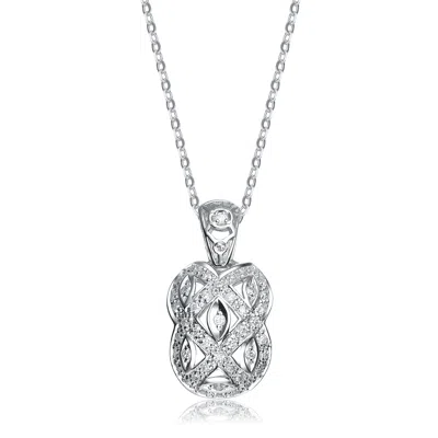 Genevive Jewelry Women's White / Silver Sterling Silver Clear Cubic Zirconia Pendant Necklace In Multi