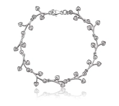 Genevive Jewelry Women's White / Silver Sterling Silver Cubic Zirconia Bracelet With Dangling Pieces In Multi