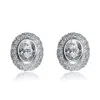 Genevive Jewelry Women's White / Silver Sterling Silver Cubic Zirconia Button Earrings In Multi