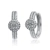 Genevive Jewelry Women's White / Silver Sterling Silver Cubic Zirconia Cable Hoop Earrings In Multi